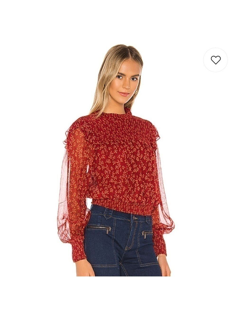 NWT Free People Roma Floral Sheer Blouse
